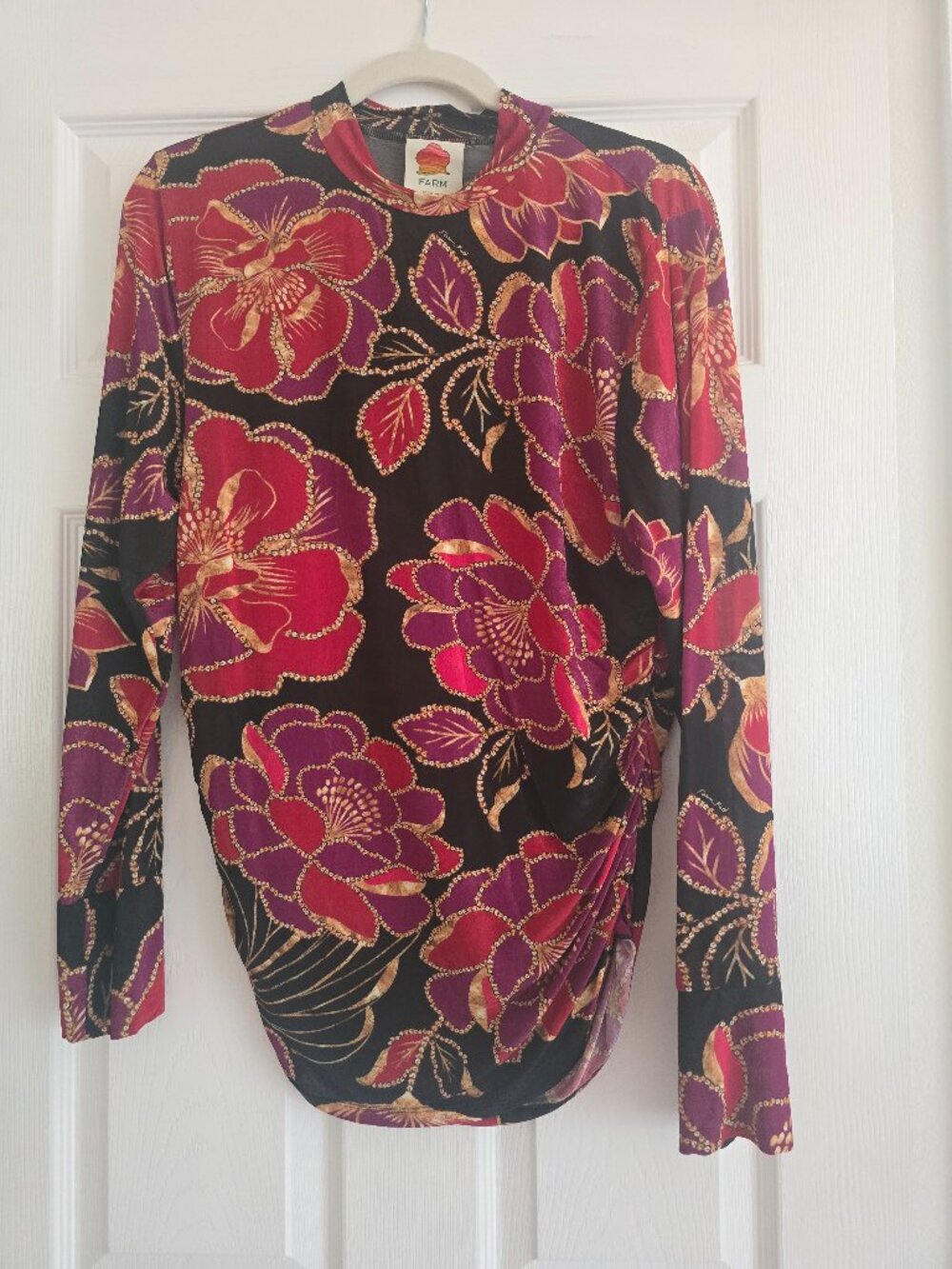 FARM RIO Stretchy Colorful Ruched Blouse XL